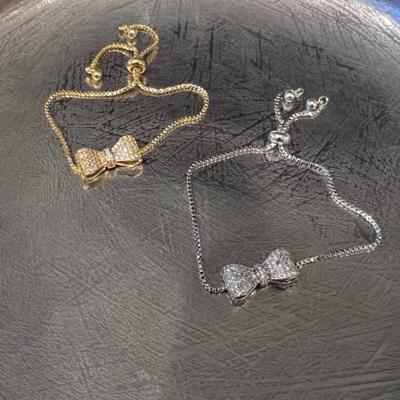 🆕New Gold Plated Crystal Bow Adjustable Bracelet & Bangle - Picture 2 of 10